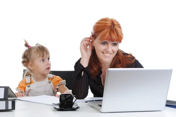 Girl with her mother in the office. — Stock Photo, Image