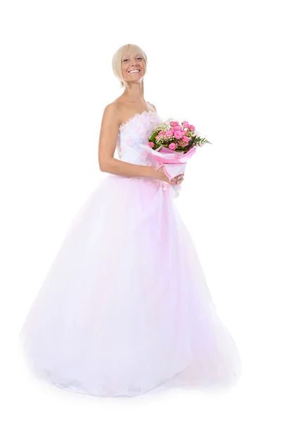 Happy bride with a bouquet — Stock Photo, Image