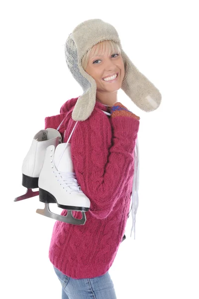 Meisje met schaatsen — Stockfoto