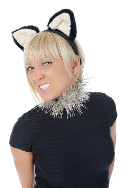 Woman with cat ears — Stockfoto