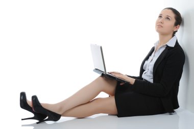 Businesswoman with laptop clipart