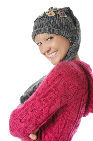 Ung kvinna i vinter stil — Stockfoto