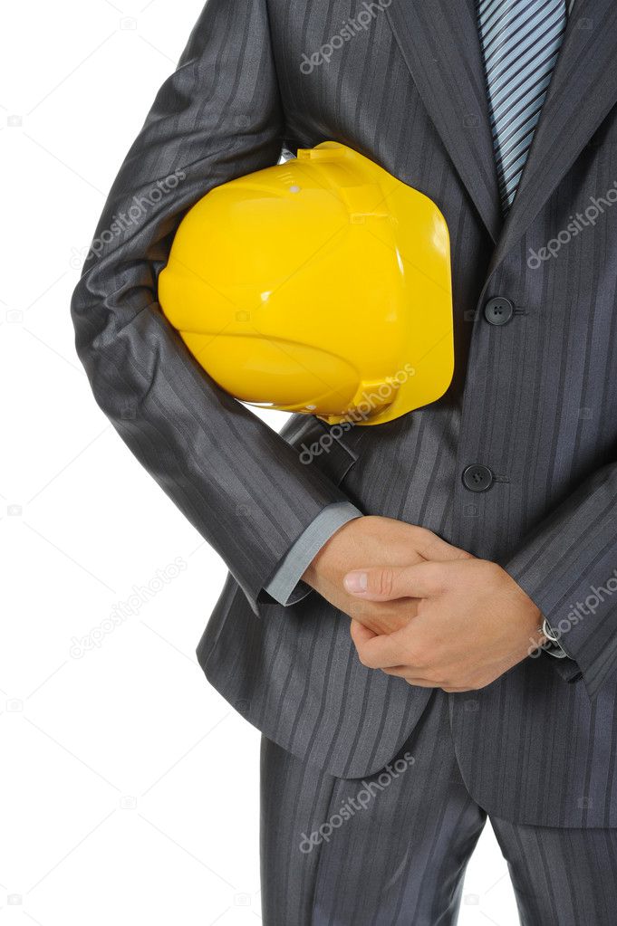 Man with construction helmet