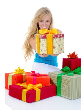 Woman with gifts clipart