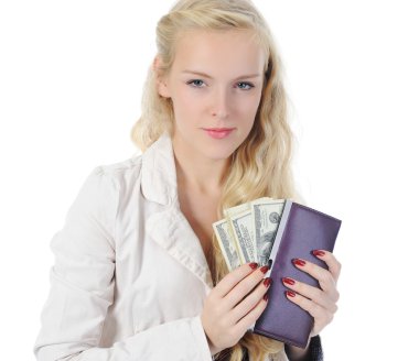 Woman with money clipart