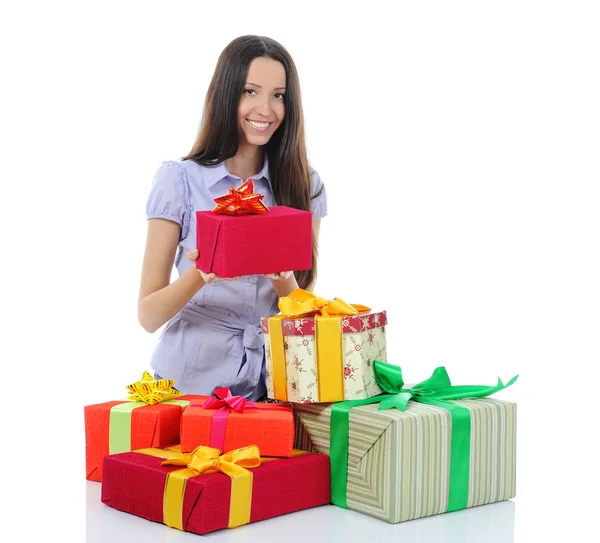 Mujer con regalos — Foto de Stock