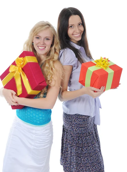 Zwei Frauen mit Geschenken. — Stockfoto