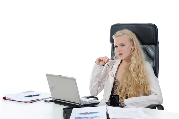 Blonde in het kantoor — Stockfoto