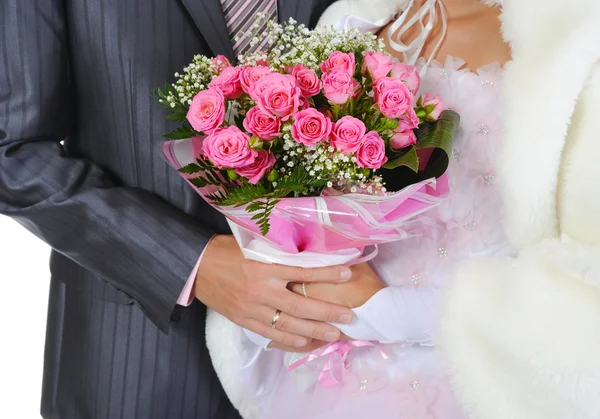 Married with a bouquet — Stock Photo, Image