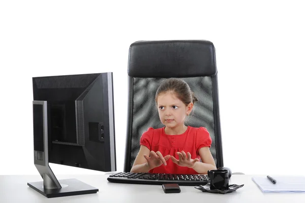 A Hivatal számítógép lány — Stock Fotó