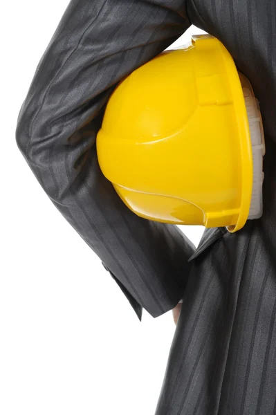 Человек со строительным шлемом — стоковое фото