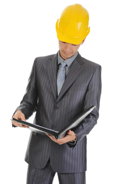 Empresário em uma construção — Fotografia de Stock