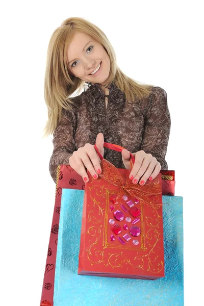Mujeres bonitas con bolsas de compras — Foto de Stock