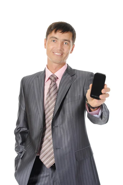 Homem que entrega o telefone — Fotografia de Stock