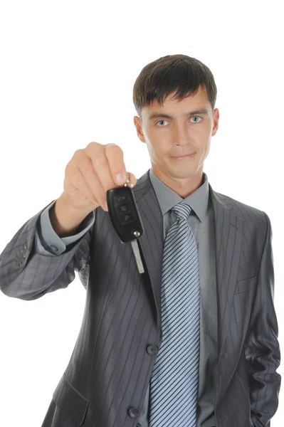Üzletember adja a kulcsot az autó — Stock Fotó