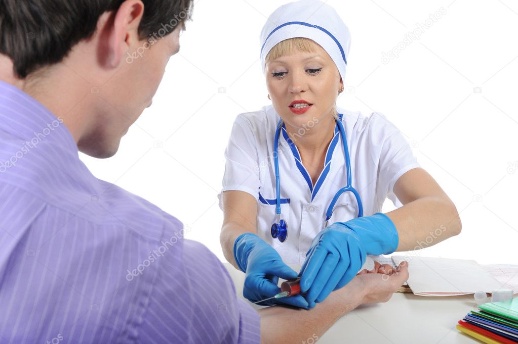 Doctor makes the patient an injection
