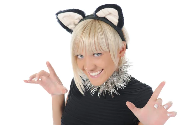 Mujer con orejas de gato —  Fotos de Stock