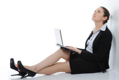 Businesswoman with laptop clipart