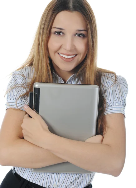 Vrouw met laptop — Stockfoto