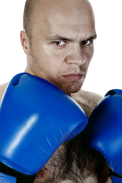 Portrait of a tired boxer after a fight. — Stock Photo, Image