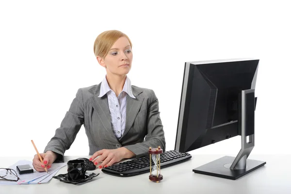 Beautiful blond businesswoman at work in the office — Stock Photo, Image