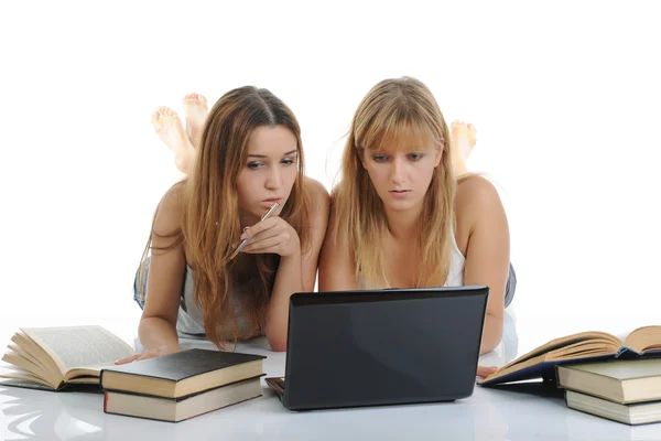 Sisters are preparing for the exam — Stock Photo, Image