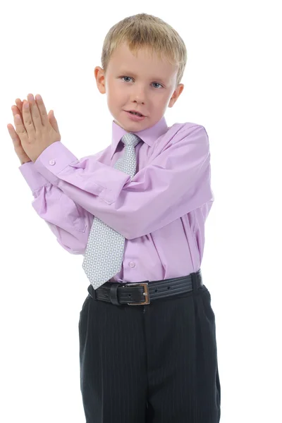 Liten pojke klappar — Stockfoto