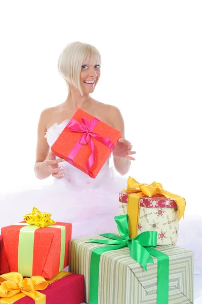 Bride with gifts — Stock Photo, Image