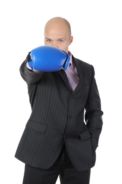 Mann mit Boxhandschuhen hob die Hand. — Stockfoto