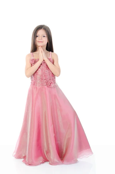 Маленькая девочка в вечернем платье — стоковое фото
