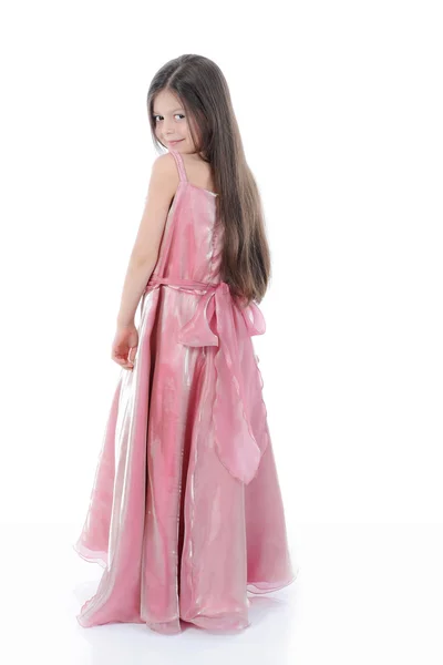 Little girl in evening dress — Stok fotoğraf