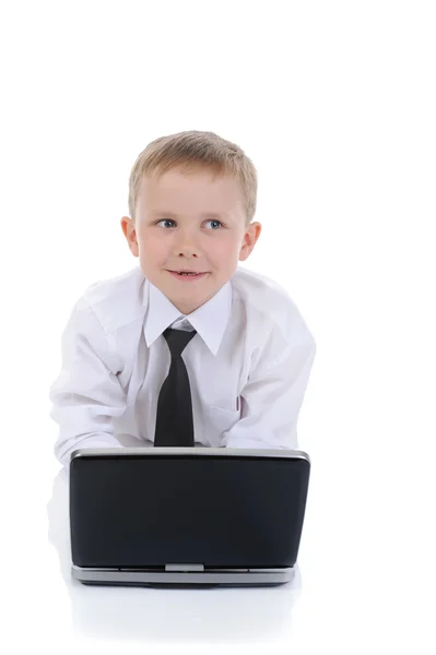 Boy with a laptop. Stock Picture