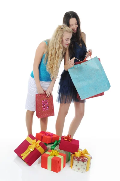Two women with gifts. — Stock Photo, Image
