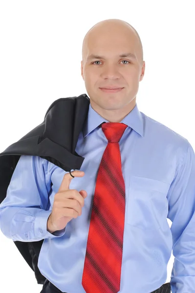 Бизнесмен с курткой в руках — стоковое фото