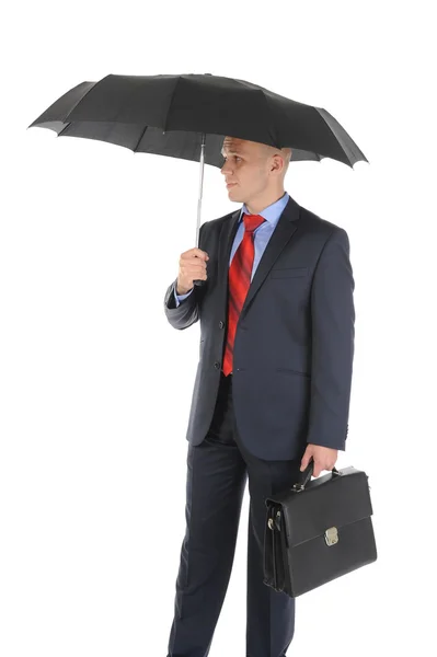 一名商人与伞的形象 — 图库照片