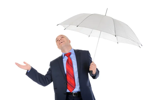 Εικόνα ενός επιχειρηματία με ομπρέλα — Φωτογραφία Αρχείου