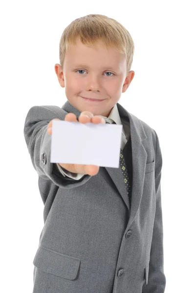 Boy handing a blank — Stock Photo, Image