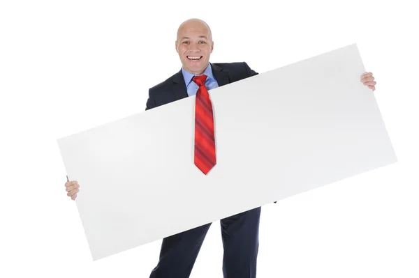 Young man holding blank sheet Stock Picture