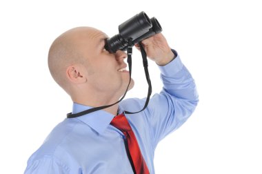 Businessman looking through binoculars clipart