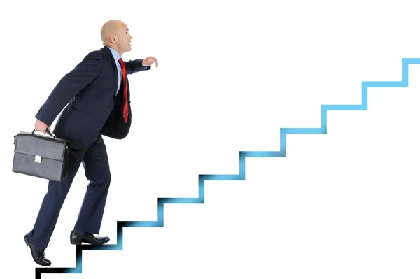 Empresário sobe a escada da carreira — Fotografia de Stock