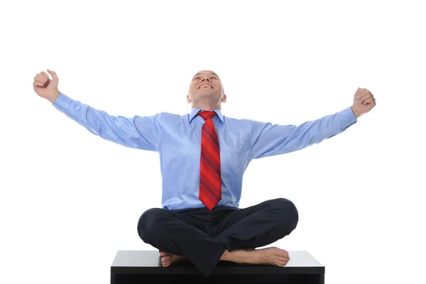 Geschäftsmann meditiert im Yoga-Lotus — Stockfoto