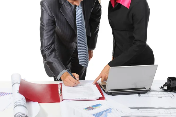 Signing the document partners — Stock Photo, Image