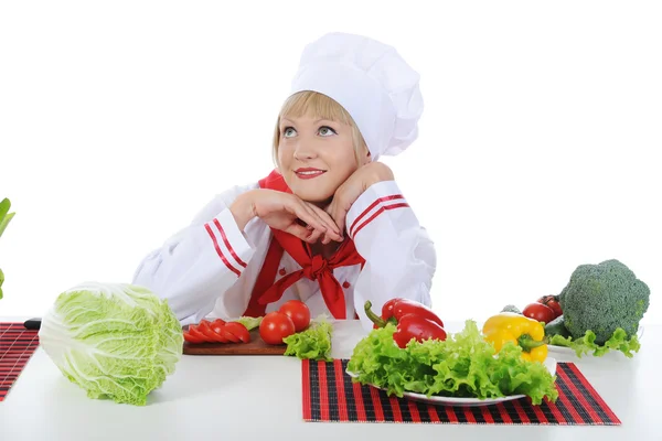 Piękna dziewczyna kucharz — Zdjęcie stockowe