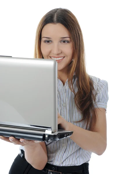 Mulher com laptop — Fotografia de Stock