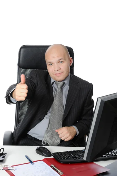 Portret van een zakenman achter zijn Bureau in het kantoor. — Stockfoto