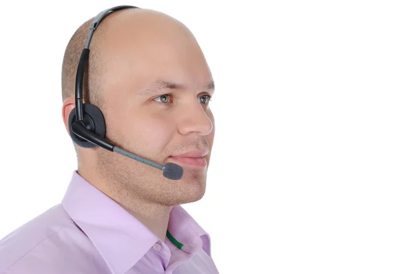 Homem de negócios com fone de ouvido — Fotografia de Stock