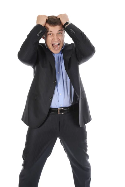 Infuriated businessman holding his head. — Stock Photo, Image