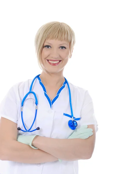 Giovane infermiera sorridente in uniforme . — Foto Stock