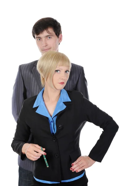 비즈니스 남자와 사무실에서 여자의 초상화. — 스톡 사진