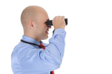 Businessman looking through binoculars clipart